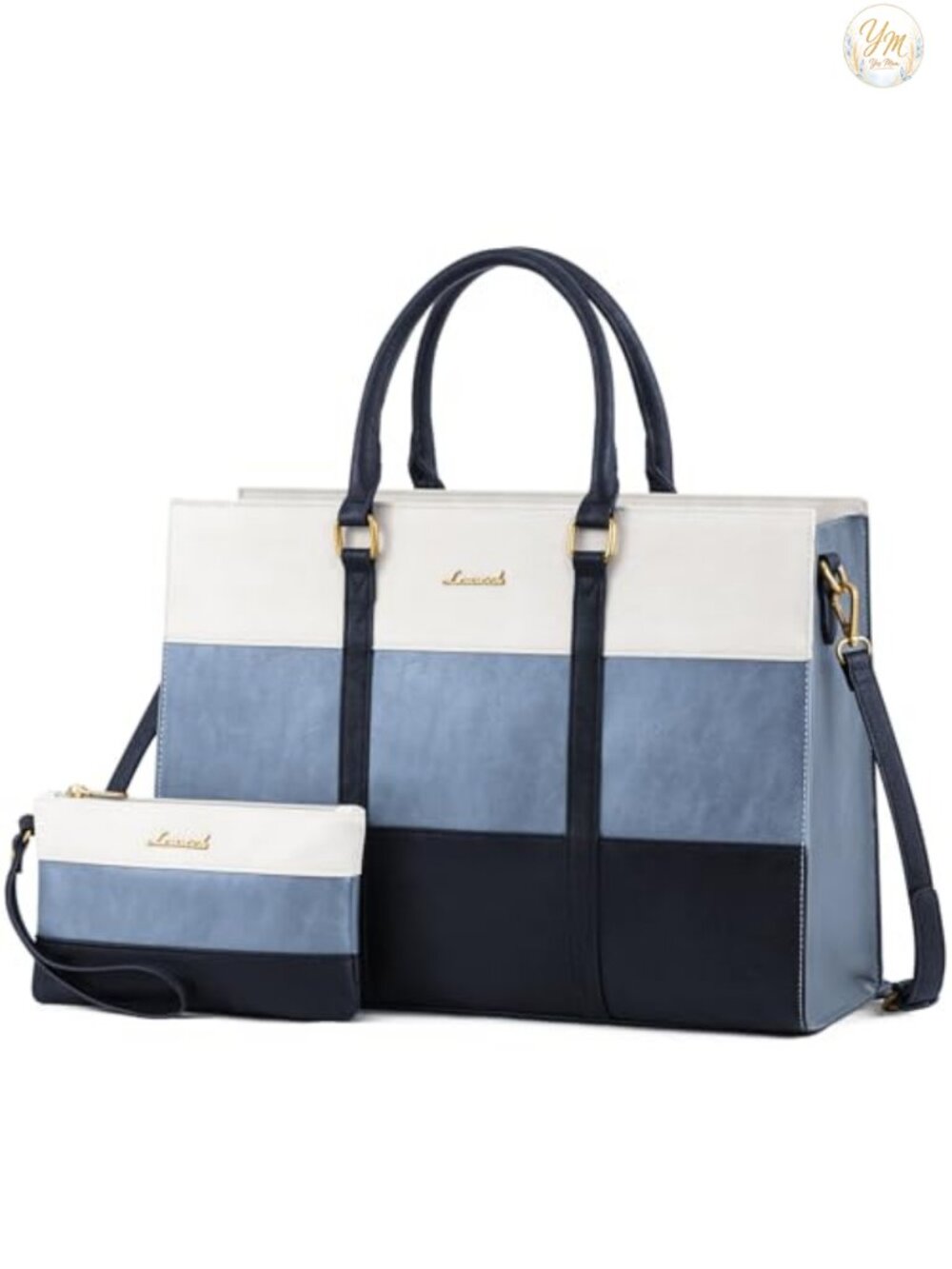 Vintage PU Leather Laptop Tote Bag for Women 15.6 Inch Waterproof Work